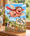 When Pigs Fly Greetings Card