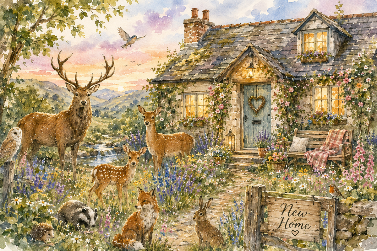 Wildlife Cottage Greetings Card