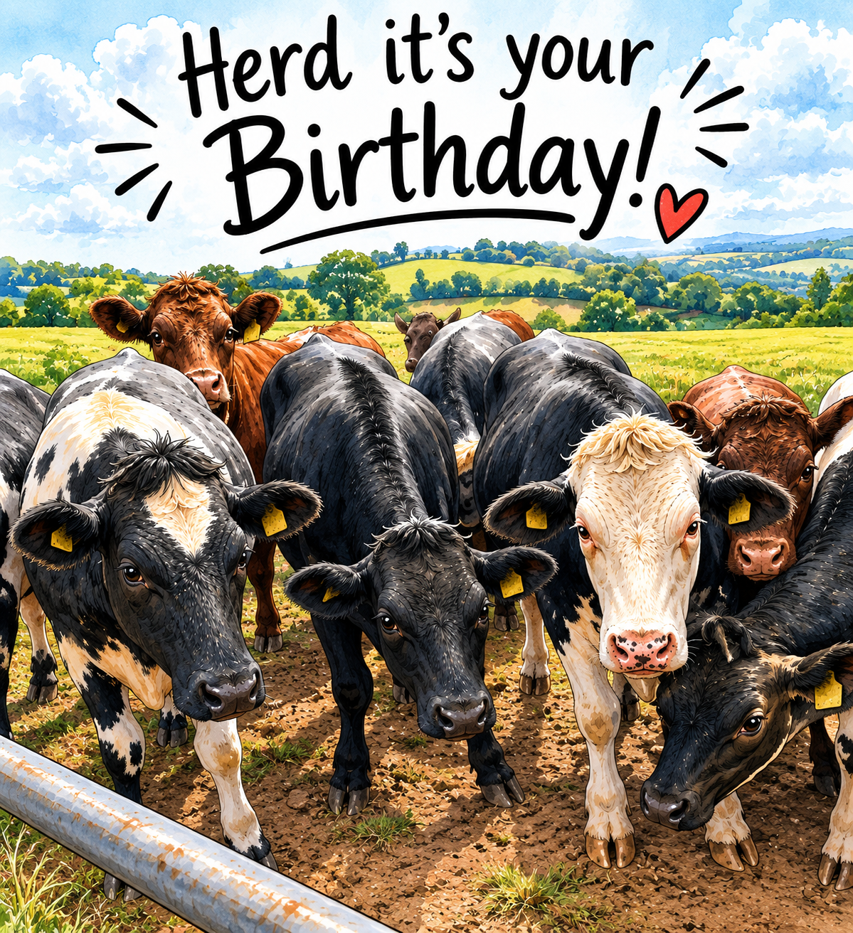 Herd Birthday Greeting Card