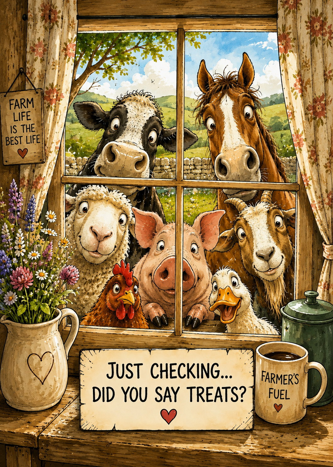 Nosy Farm Greetings Card