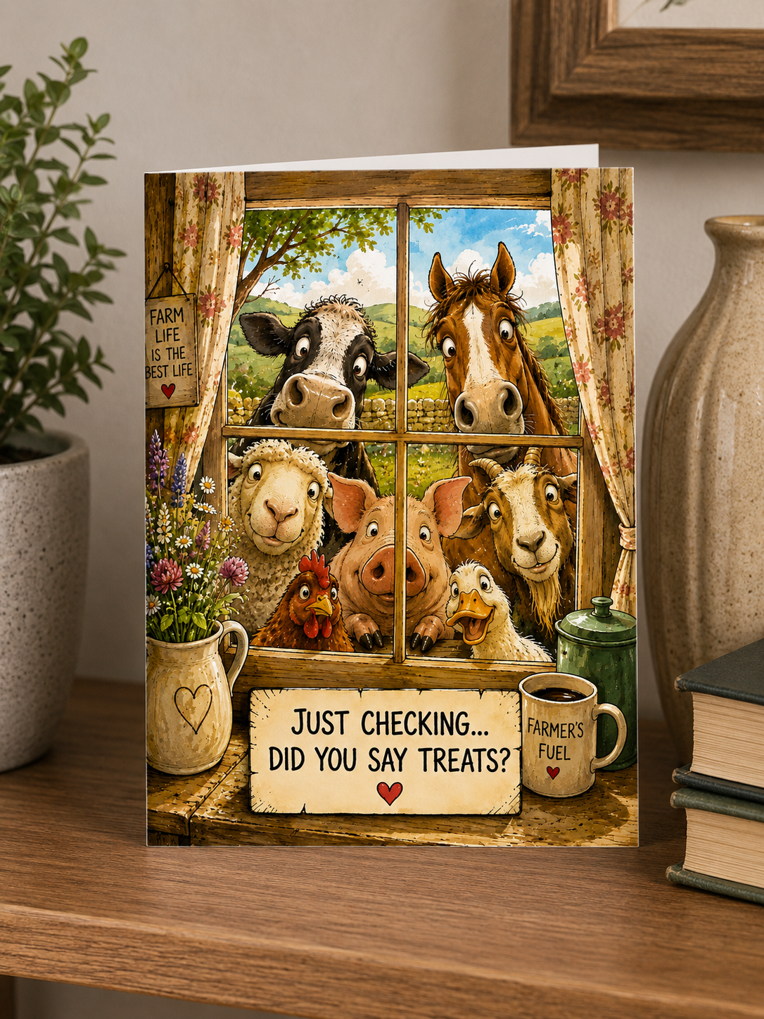 Nosy Farm Greetings Card