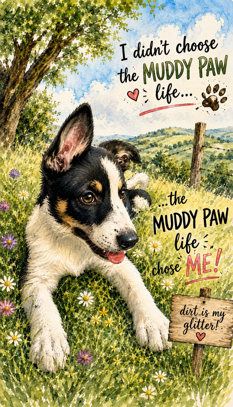 Muddy Paw Life Greetings Card