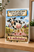 Earthquake Cow Greeting Card