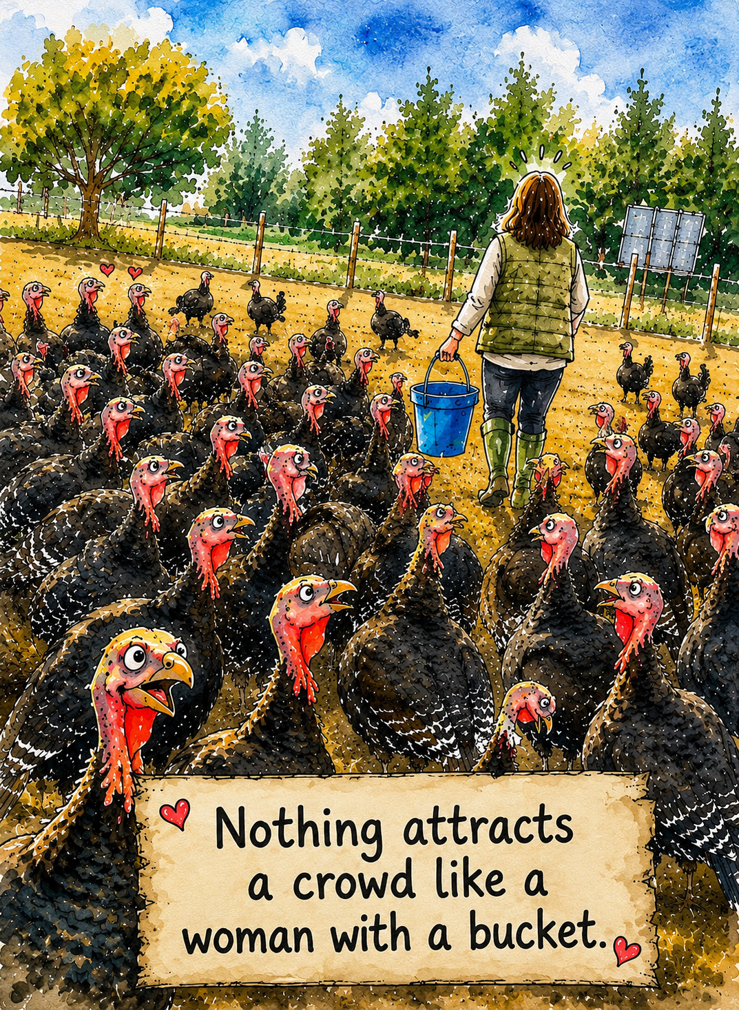 Turkey Crowd Greeting Card