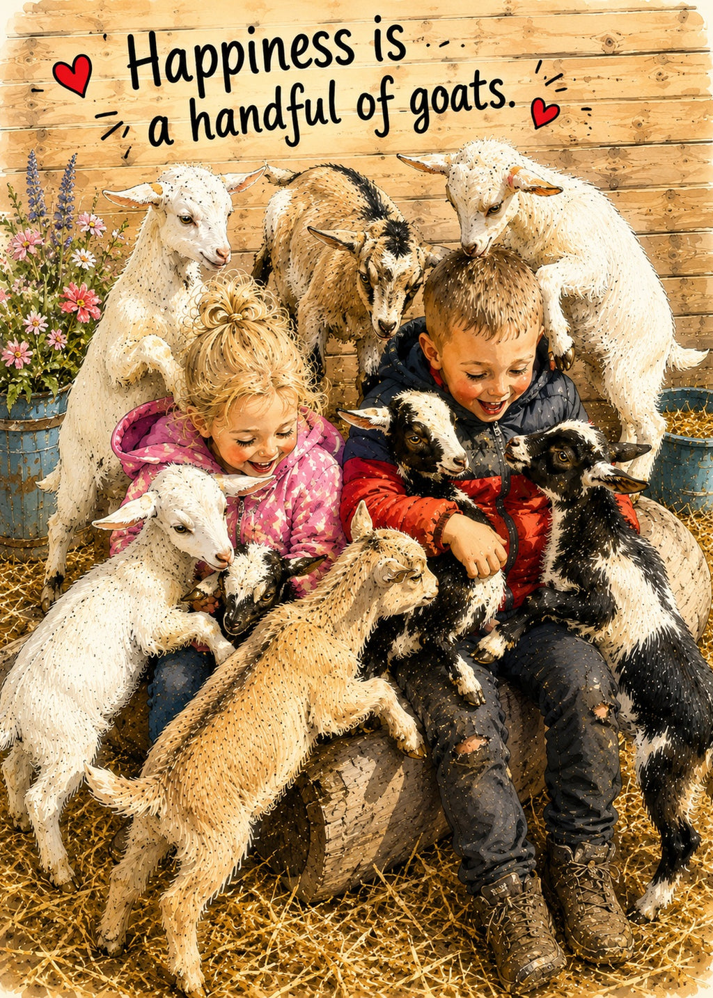 Handful of Goats Greeting Card
