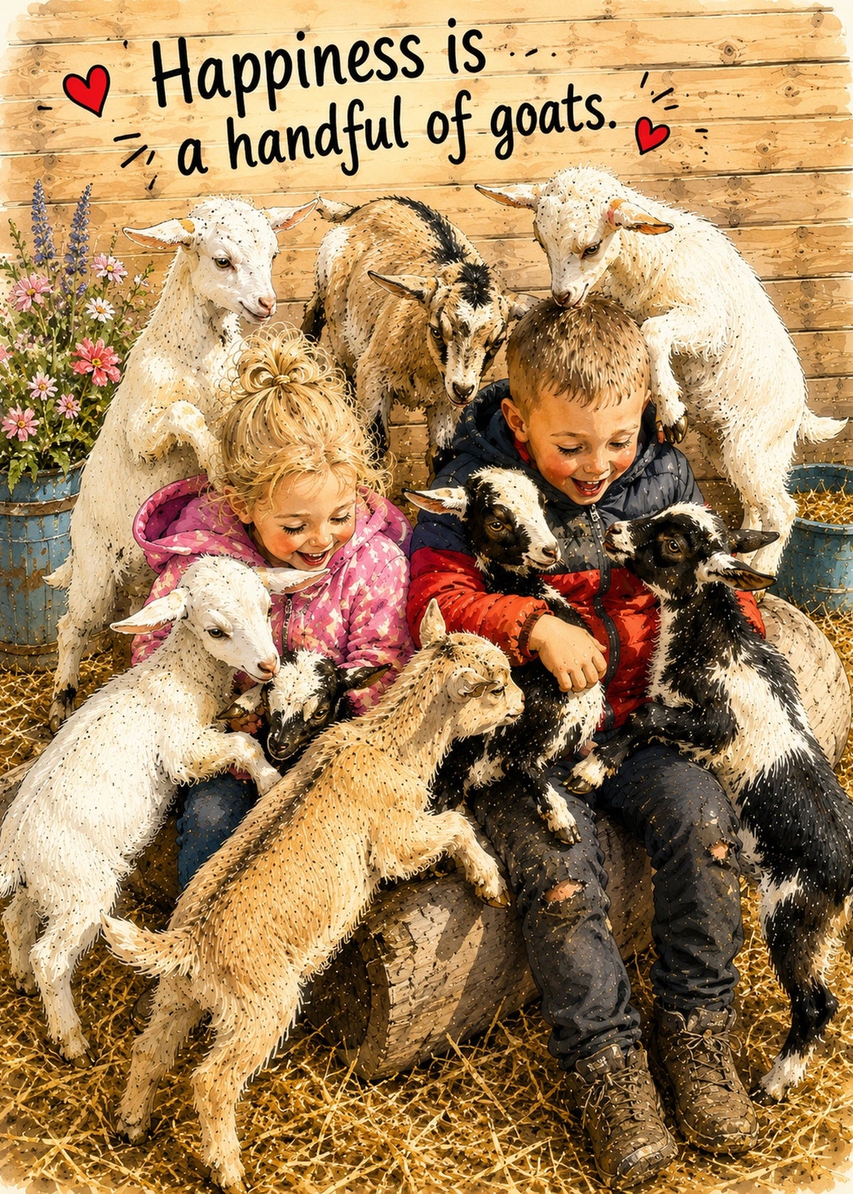 Handful of Goats Greeting Card