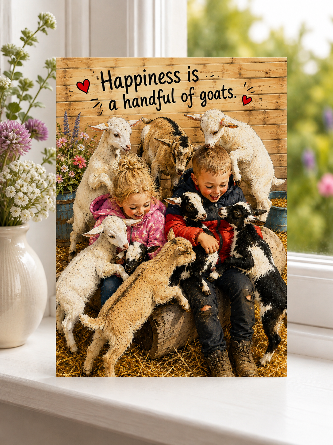 Handful of Goats Greeting Card