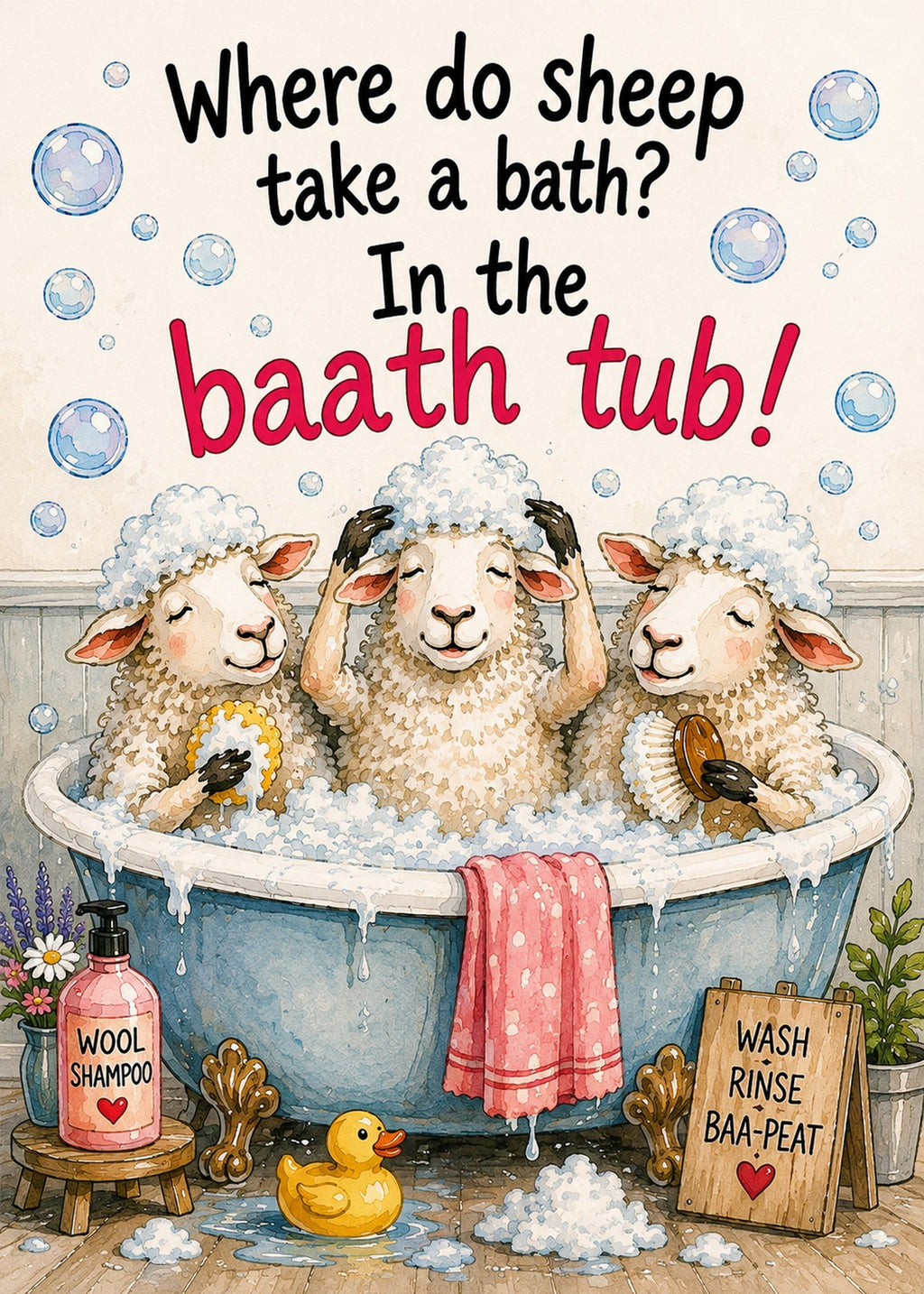 Bath Tub Greeting Card