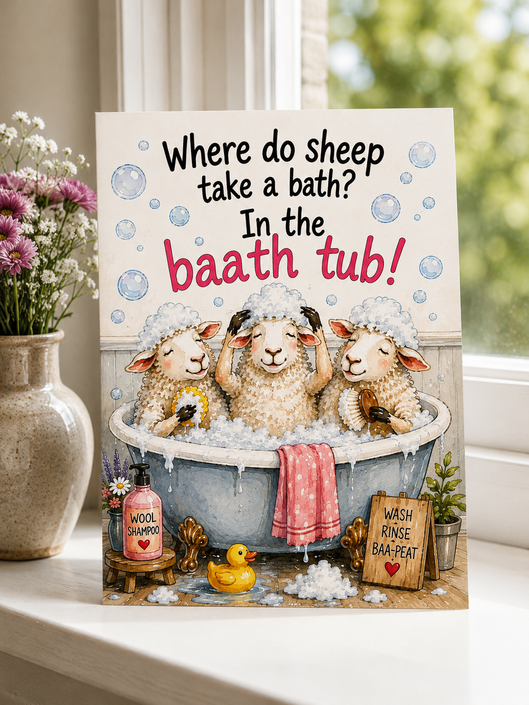 Bath Tub Greeting Card