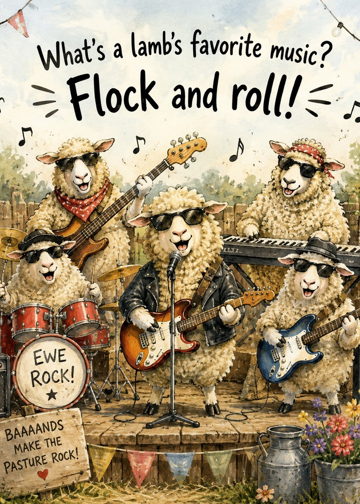 Flock and Roll Greeting Card