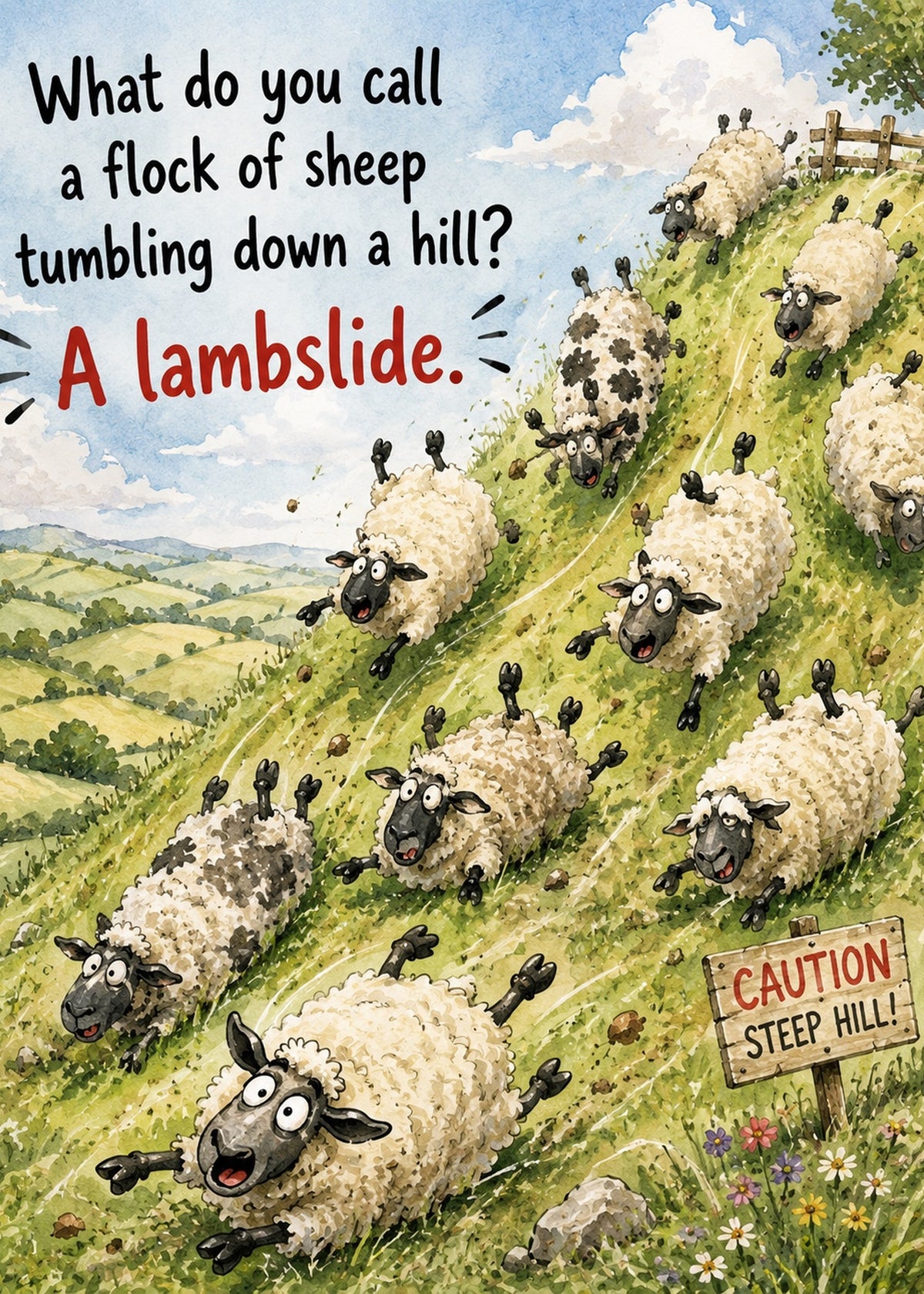Lambslide Greeting Card