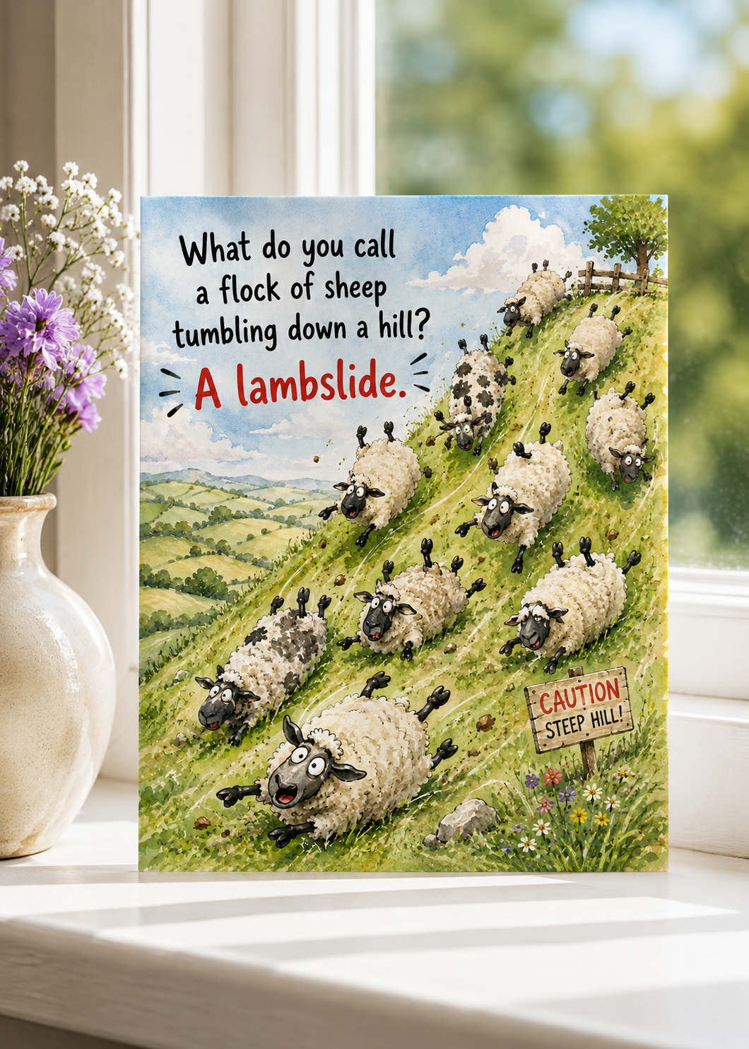 Lambslide Greeting Card