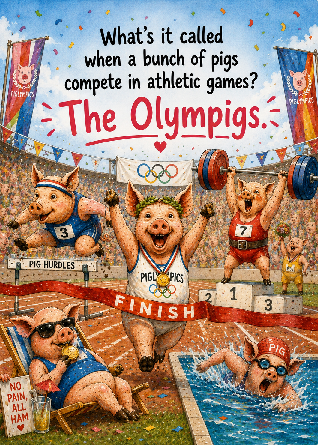 Olympigs Greeting Card