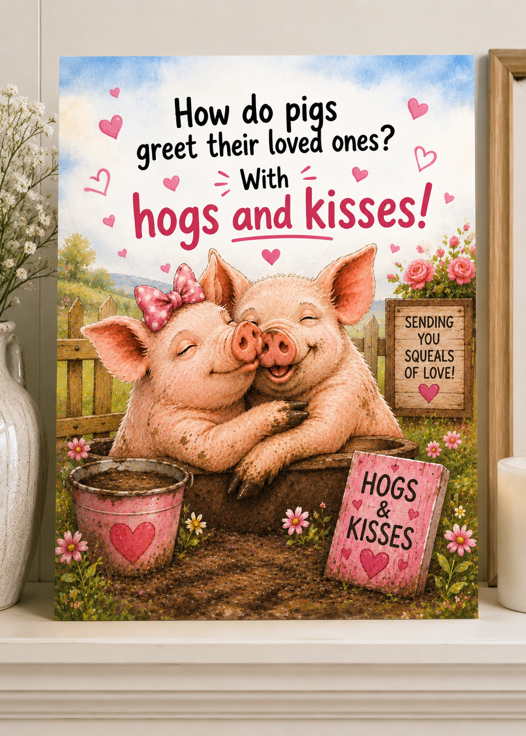 Hogs & Kisses Greeting Card