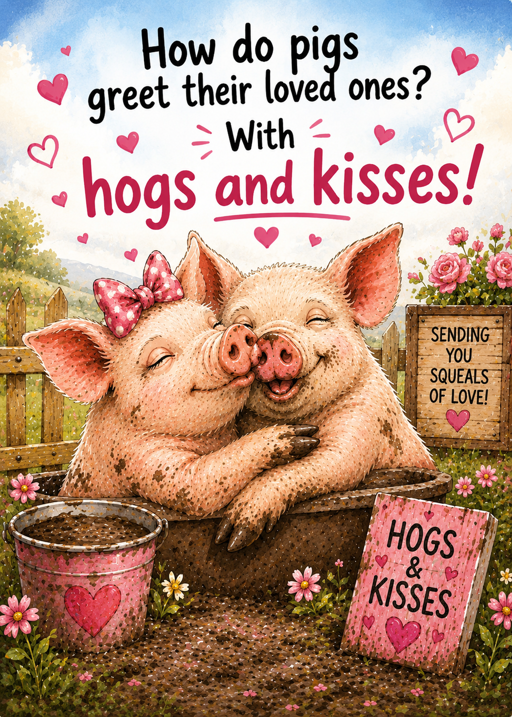 Hogs & Kisses Greeting Card