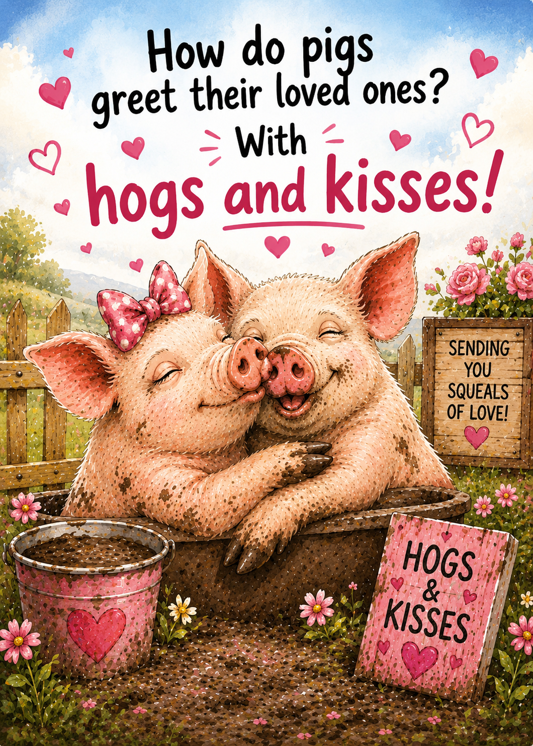 Hogs & Kisses Greeting Card