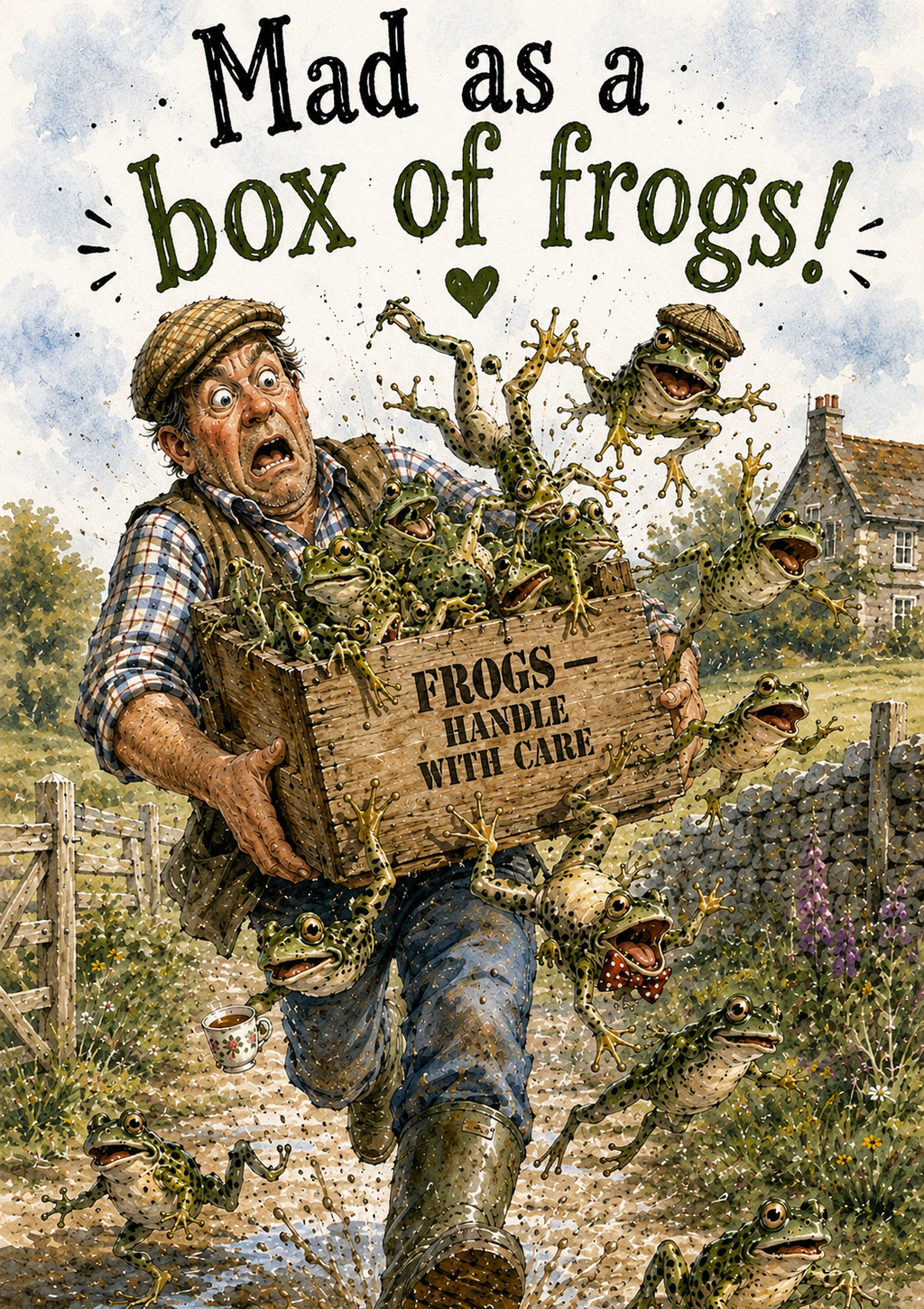 Box of Frogs Greeting Card