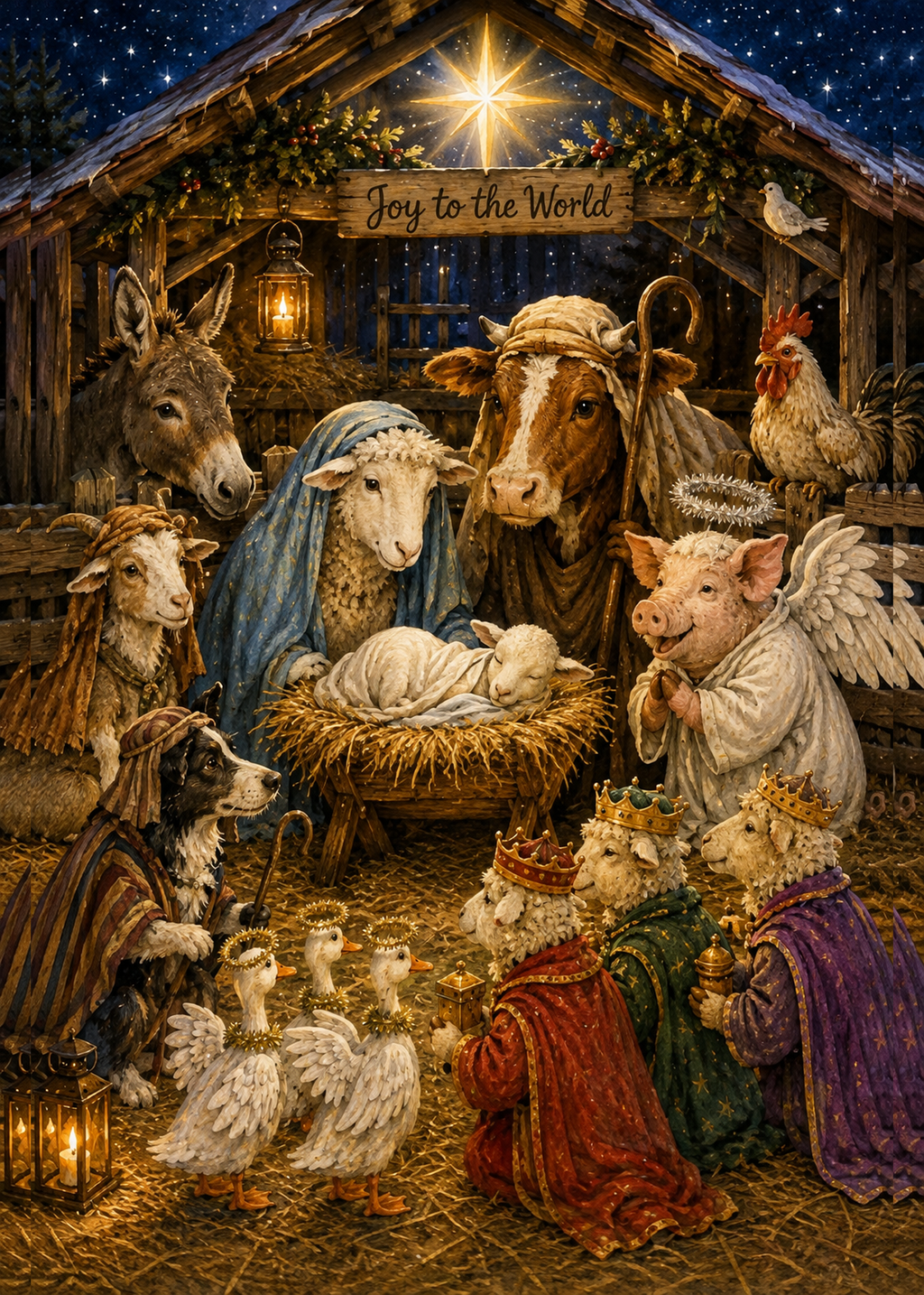 Farm Nativity Greeting Card