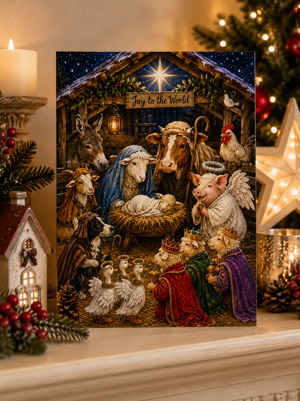 Farm Nativity Greeting Card