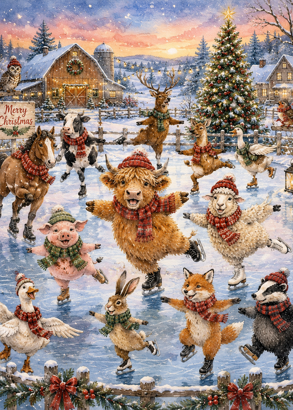 Christmas Ice Skating Greeting Card