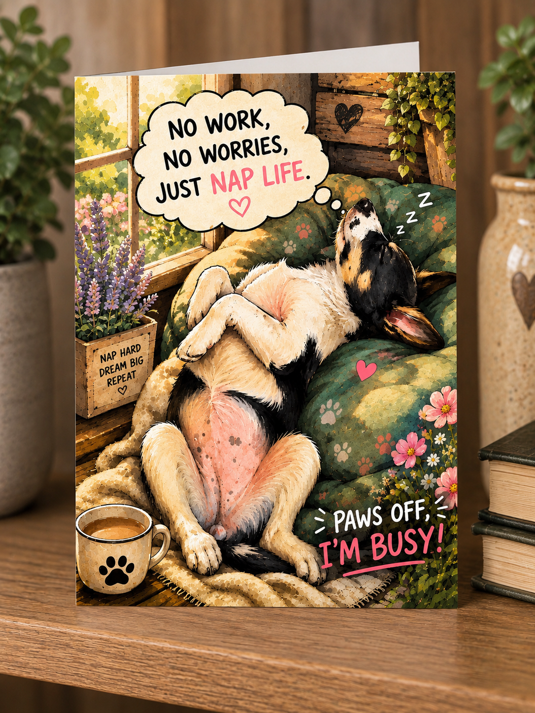 Nap life paws off Greetings Card
