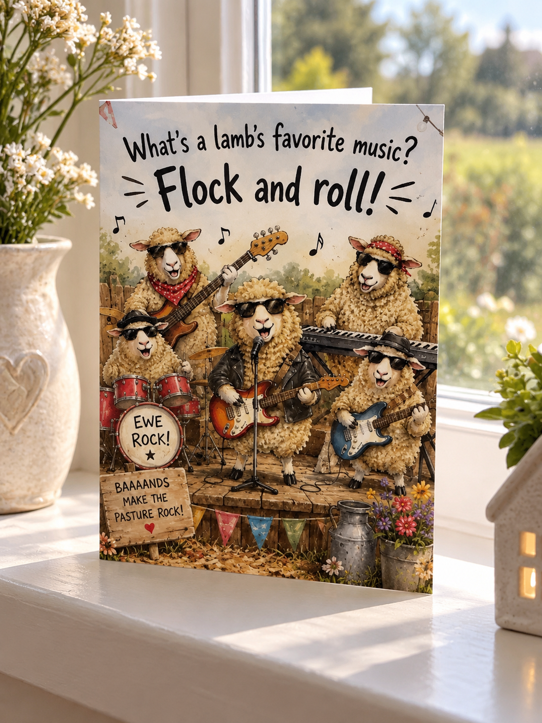 Flock and Roll Greeting Card