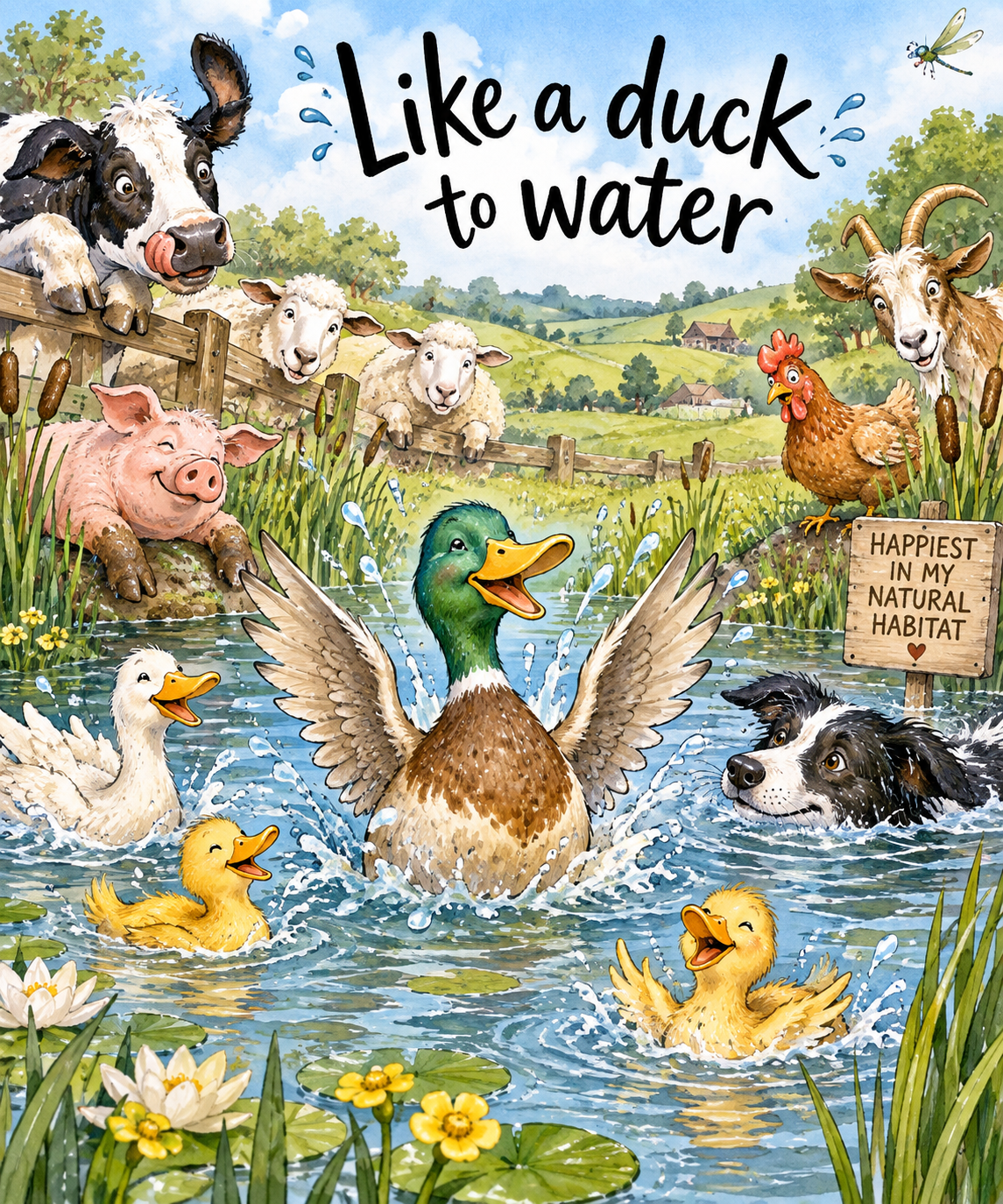 Like a Duck to Water Greetings Card