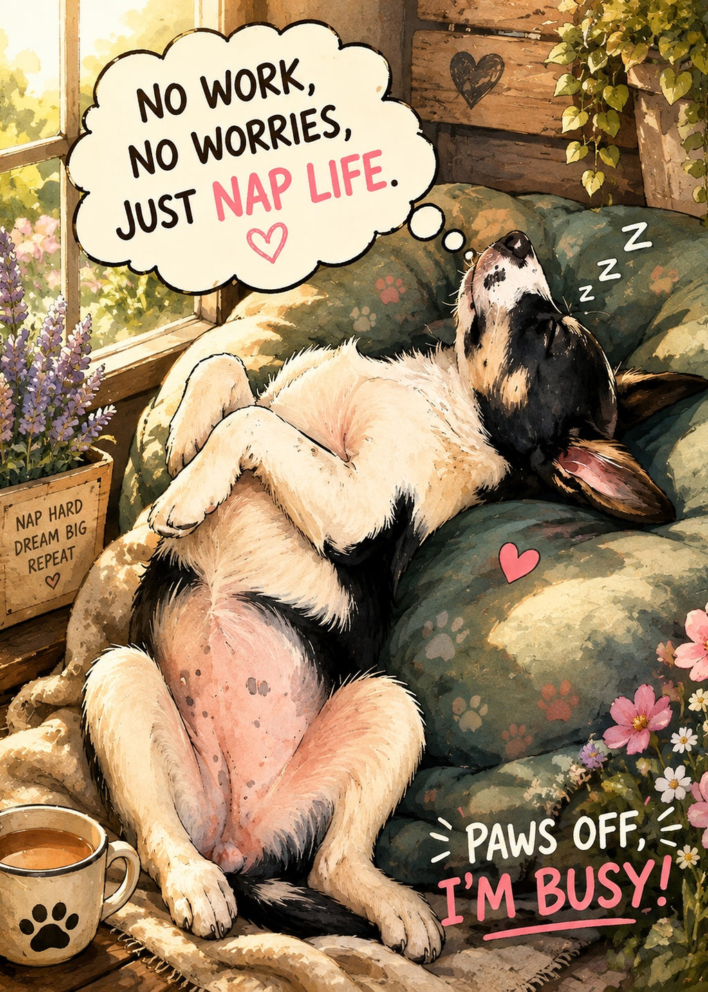 Nap life paws off Greetings Card